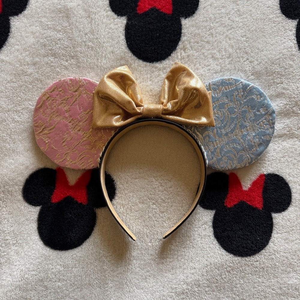 Handmade Disney Inspired Princess Mouse Ears Headband Pink Blue Gold - AD1652